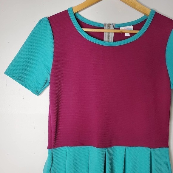 LuLaRoe Amelia Short SLeeve Dress Teal Purple Sz M - Picture 2 of 11